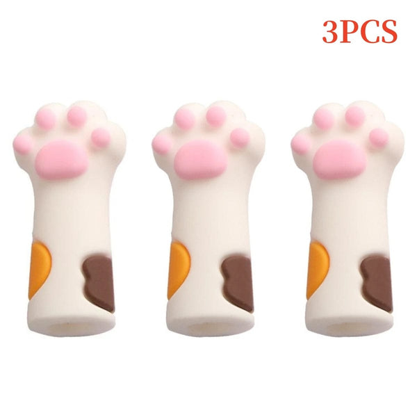 Planet Gates A 3pcs Cute Cat Paw Pencil Cap Set Silicone Soft Touch Pen Cover for Multiple Shape Stationery School Student Office Supplies Gift