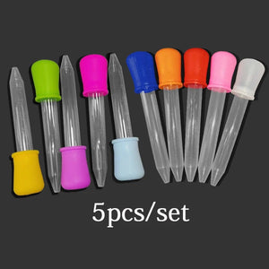 Planet Gates A 5ml 5pcs 5ML Clear Silicone Pipette Plastic Baby Medicine Dropper Spoon Pipette Liquid Food Dropper Burette 10 Colors