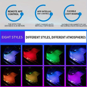 Planet Gates A Car Atmosphere Light, Wireless Remote Control RGB Foot Light, 48LED APP Adjustable Color Atmosphere Light, One-to-four Music Light