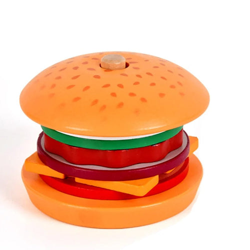 Planet Gates A Children Pretend Play Kitchen Toys Hamburger Sandwich Simulation Food Matching Games Montessori Educational Wooden Stacking Toys