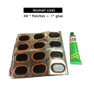Planet Gates A / CHINA 48Pcs+1 Glue Motorcycle Bike Repair Tool Tire Tyre Rubber Patch Piece Cycling Puncture Repair Tools Kits Banden Reparatieset