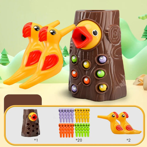 Planet Gates A / CHINA Intelligence Development Of Woodpecker Insect Catching Game Toy, Early Education Magnetic Fishing Toys for Children Kids Gifts