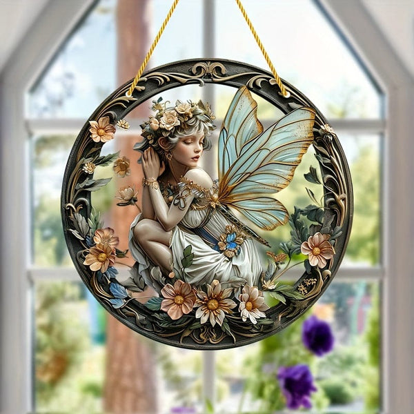 Planet Gates A Elf Fairy Decorative Window Art Acrylic Sun Catcher 8×8in/20x20cm for Room Scene Bar Summer Holiday Gift