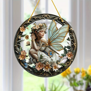 Planet Gates A Elf Fairy Decorative Window Art Acrylic Sun Catcher 8×8in/20x20cm for Room Scene Bar Summer Holiday Gift