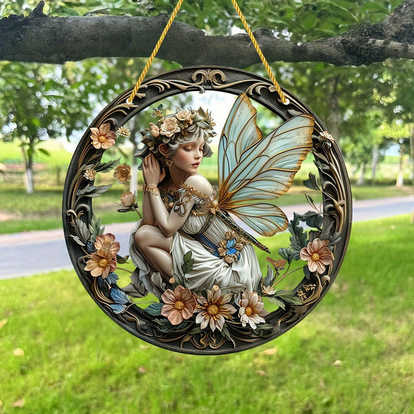 Planet Gates A Elf Fairy Decorative Window Art Acrylic Sun Catcher 8×8in/20x20cm for Room Scene Bar Summer Holiday Gift
