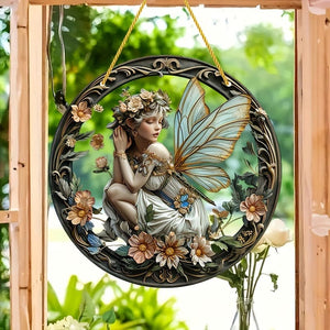 Planet Gates A Elf Fairy Decorative Window Art Acrylic Sun Catcher 8×8in/20x20cm for Room Scene Bar Summer Holiday Gift