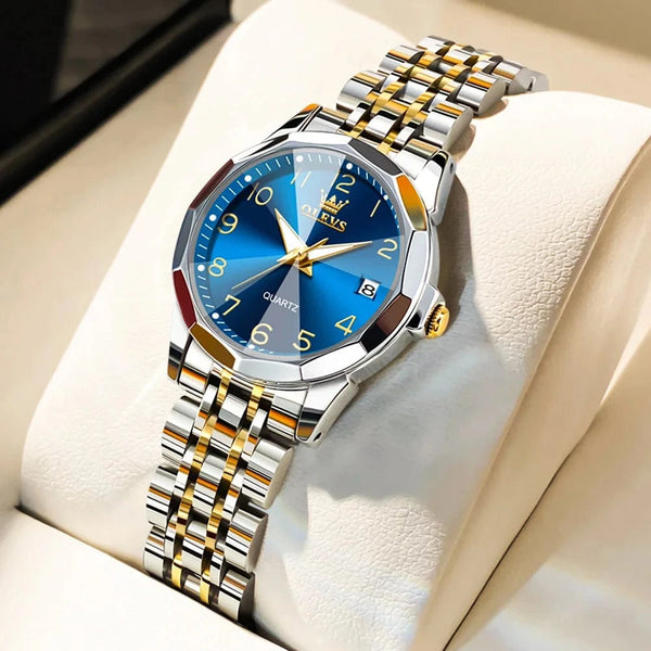 Planet Gates A-gold blue / United States OLEVS Elegant Fashion Women's Watches Luxury Brand Original Quartz Watch for Ladies Waterproof Stainless Steel Luminous Date
