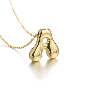 Planet Gates A Greatera Gold Color Chunky Balloon Bubble Initial Letter Pendant Choker Necklaces for Women Custom Personalized Jewelry