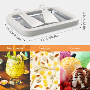 Planet Gates A Ice Cream Maker Pan with 2 Scrapers Ice Cream Maker Plate Multifunctional Cold Sweet Fried Food Plate Rolled Ice Cream Maker
