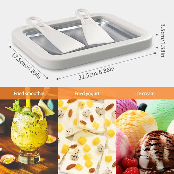 Planet Gates A Ice Cream Maker Pan with 2 Scrapers Ice Cream Maker Plate Multifunctional Cold Sweet Fried Food Plate Rolled Ice Cream Maker