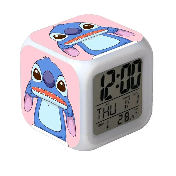 Planet Gates A MINISO Disney Stitch LED Color Alarm Clock Growth Changing Numbers Stitch Cartoon Character Toy Best Birthday Gift for Kids