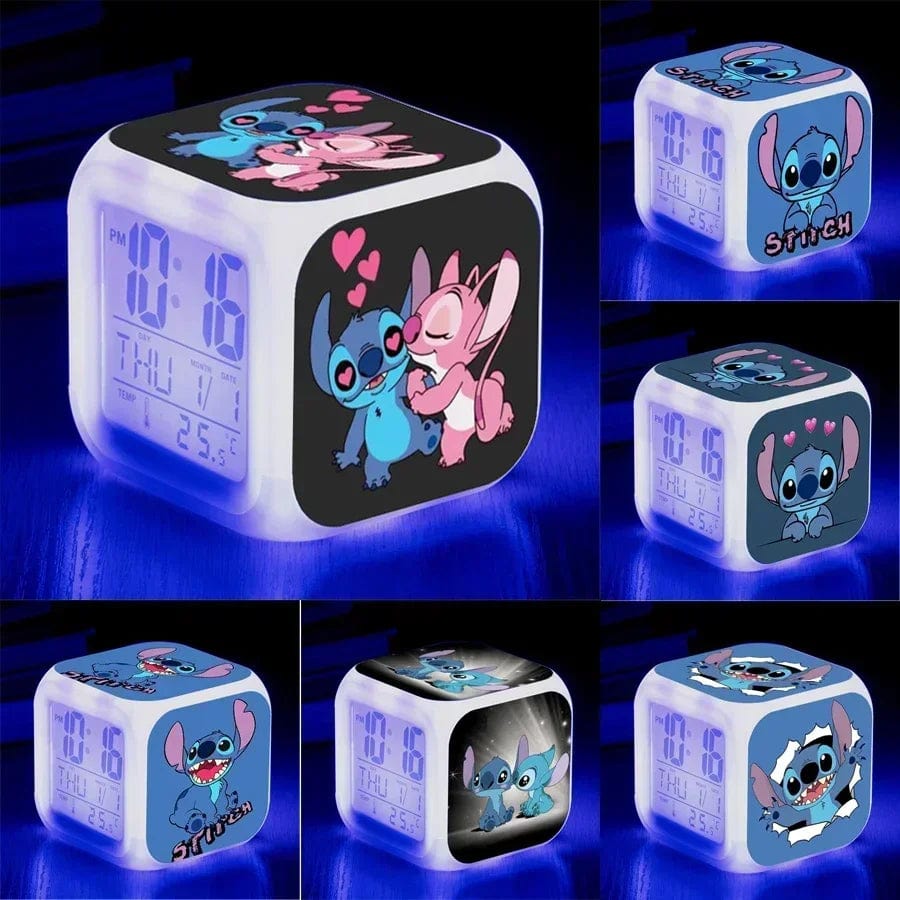 Planet Gates A MINISO Disney Stitch LED Color Alarm Clock Growth Changing Numbers Stitch Cartoon Character Toy Best Birthday Gift for Kids