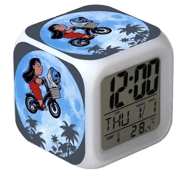Planet Gates A MINISO Disney Stitch LED Color Alarm Clock Growth Changing Numbers Stitch Cartoon Character Toy Best Birthday Gift for Kids