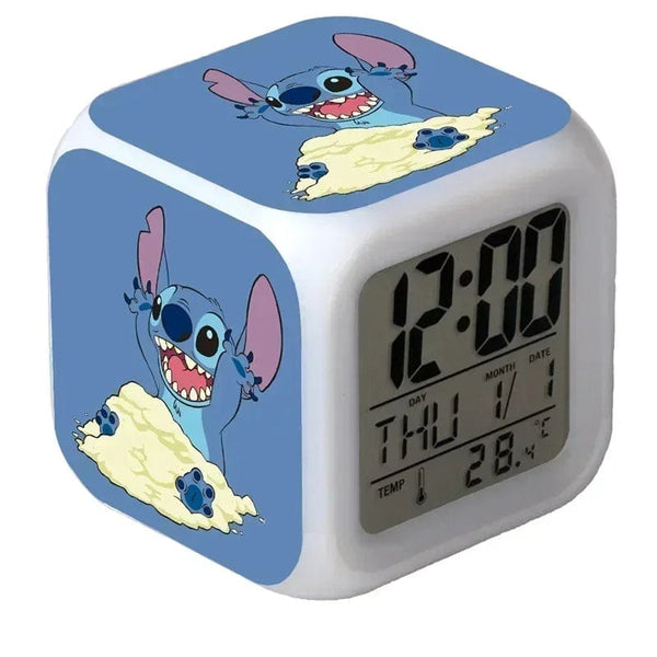 Planet Gates A MINISO Disney Stitch LED Color Alarm Clock Growth Changing Numbers Stitch Cartoon Character Toy Best Birthday Gift for Kids