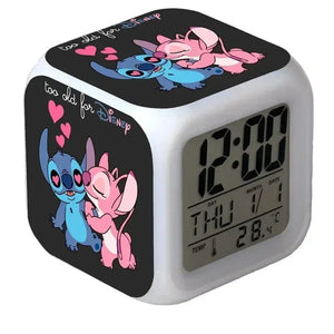 Planet Gates A MINISO Disney Stitch LED Color Alarm Clock Growth Changing Numbers Stitch Cartoon Character Toy Best Birthday Gift for Kids