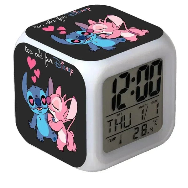 Planet Gates A MINISO Disney Stitch LED Color Alarm Clock Growth Changing Numbers Stitch Cartoon Character Toy Best Birthday Gift for Kids