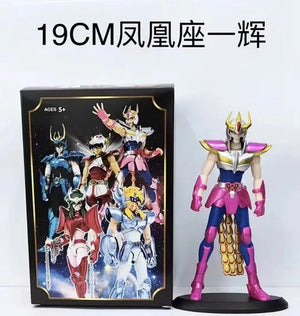Planet Gates A / No box 19CM Anime Figure Phoenix Ikki Hyoga Seiya Shiryu Standing Armor Model Children's Toys PVC Box Desktop Collection Decoration