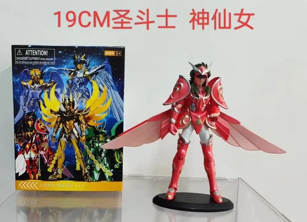 Planet Gates A / No box 19CM Anime Figure Phoenix Ikki Hyoga Seiya Shiryu Standing Armor Model Children's Toys PVC Box Desktop Collection Decoration