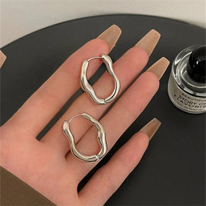 Planet Gates A-qd272sliver Adolph Trending Metal Geometry Hoop Earring Fashion New Design Irregular Minimalist Earrings for Women Fashion Jewelry Gift 2023