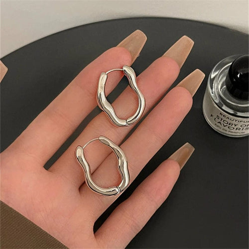 Planet Gates A-qd272sliver Adolph Trending Metal Geometry Hoop Earring Fashion New Design Irregular Minimalist Earrings for Women Fashion Jewelry Gift 2023