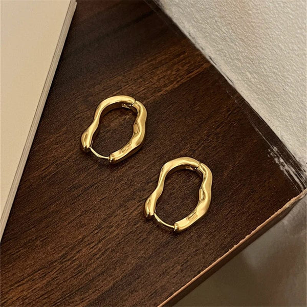 Planet Gates A-qd272sliver Adolph Trending Metal Geometry Hoop Earring Fashion New Design Irregular Minimalist Earrings for Women Fashion Jewelry Gift 2023