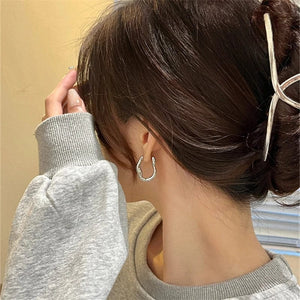 Planet Gates A-qd272sliver Adolph Trending Metal Geometry Hoop Earring Fashion New Design Irregular Minimalist Earrings for Women Fashion Jewelry Gift 2023