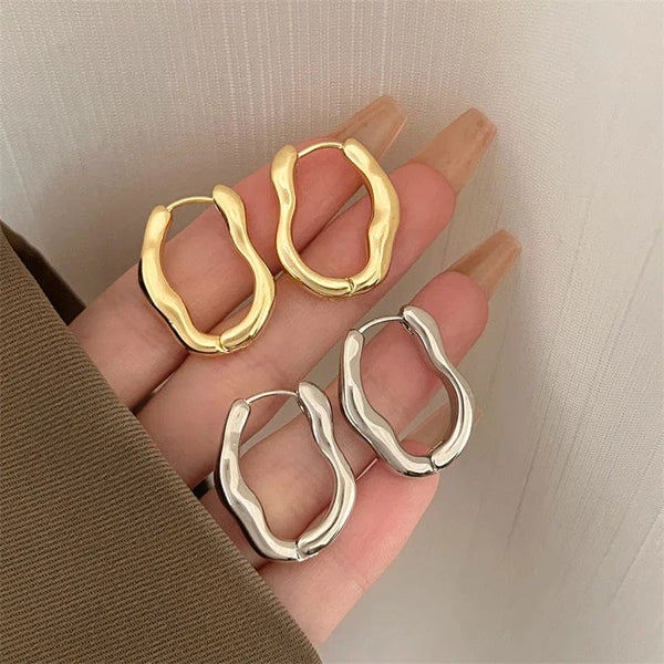 Planet Gates A-qd272sliver Adolph Trending Metal Geometry Hoop Earring Fashion New Design Irregular Minimalist Earrings for Women Fashion Jewelry Gift 2023