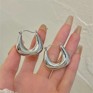 Planet Gates A-qd272sliver Adolph Trending Metal Geometry Hoop Earring Fashion New Design Irregular Minimalist Earrings for Women Fashion Jewelry Gift 2023