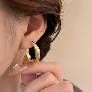 Planet Gates A-qd272sliver Adolph Trending Metal Geometry Hoop Earring Fashion New Design Irregular Minimalist Earrings for Women Fashion Jewelry Gift 2023