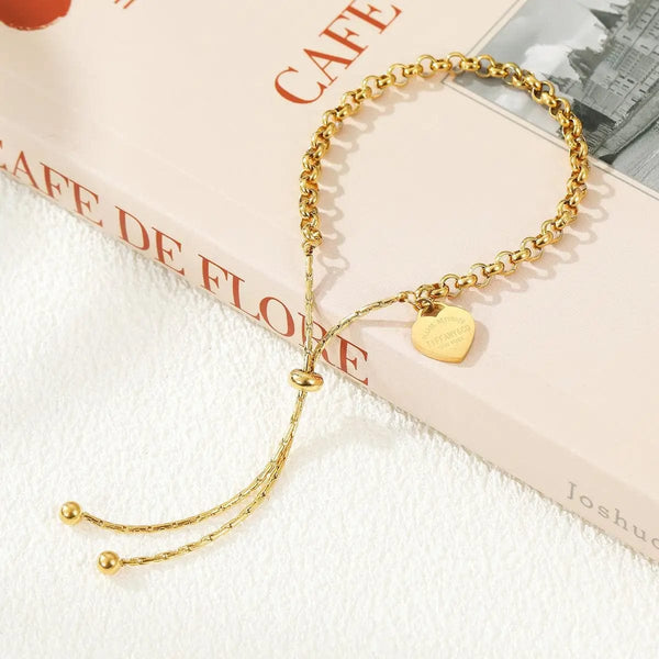 Planet Gates A-S306 316L stainless steel bracelet Heart Bracelet Pull Titanium Steel bangle Ball Chain Bracelet Anklet adjustable bracelets
