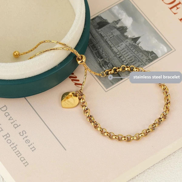 Planet Gates A-S306 316L stainless steel bracelet Heart Bracelet Pull Titanium Steel bangle Ball Chain Bracelet Anklet adjustable bracelets