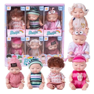 Planet Gates A set 6pcs 6/8Pcs Set Sleeping Mini Baby Dolls Reborn Lifelike Cute Adorable Dolls With Butterfly Crocodile Sunflower Outfits Playset Giftb