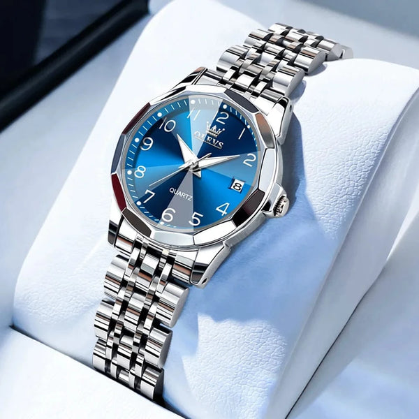 Planet Gates A-silver blue / United States OLEVS Elegant Fashion Women's Watches Luxury Brand Original Quartz Watch for Ladies Waterproof Stainless Steel Luminous Date