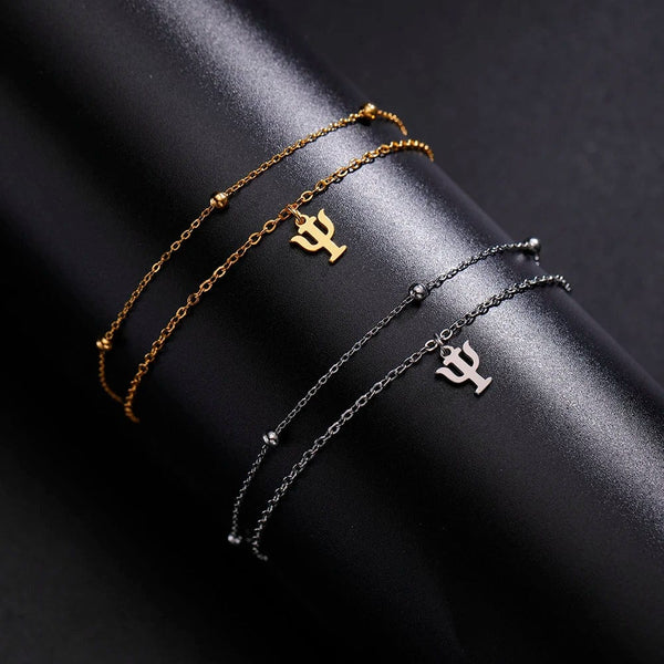 Planet Gates A steel color Dawapara Greek Letter Alphabet Charm Bracelet Psychology PSI Symbol Math Symbol Stainless Steel Jewelry