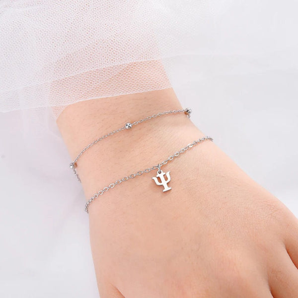 Planet Gates A steel color Dawapara Greek Letter Alphabet Charm Bracelet Psychology PSI Symbol Math Symbol Stainless Steel Jewelry
