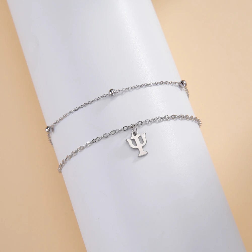 Planet Gates A steel color Dawapara Greek Letter Alphabet Charm Bracelet Psychology PSI Symbol Math Symbol Stainless Steel Jewelry