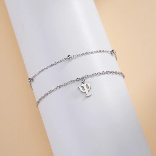 Planet Gates A steel color Dawapara Greek Letter Alphabet Charm Bracelet Psychology PSI Symbol Math Symbol Stainless Steel Jewelry