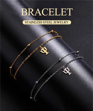 Planet Gates A steel color Dawapara Greek Letter Alphabet Charm Bracelet Psychology PSI Symbol Math Symbol Stainless Steel Jewelry
