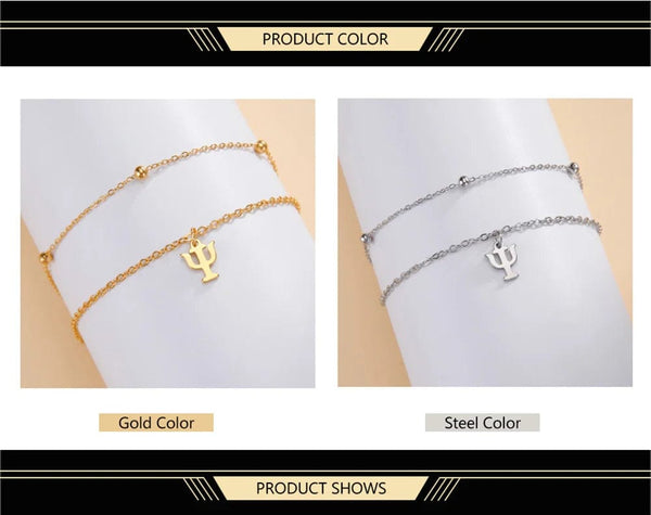 Planet Gates A steel color Dawapara Greek Letter Alphabet Charm Bracelet Psychology PSI Symbol Math Symbol Stainless Steel Jewelry