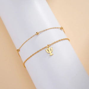 Planet Gates A steel color Dawapara Greek Letter Alphabet Charm Bracelet Psychology PSI Symbol Math Symbol Stainless Steel Jewelry