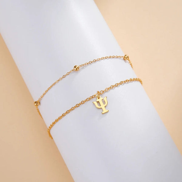 Planet Gates A steel color Dawapara Greek Letter Alphabet Charm Bracelet Psychology PSI Symbol Math Symbol Stainless Steel Jewelry