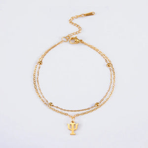 Planet Gates A steel color Dawapara Greek Letter Alphabet Charm Bracelet Psychology PSI Symbol Math Symbol Stainless Steel Jewelry