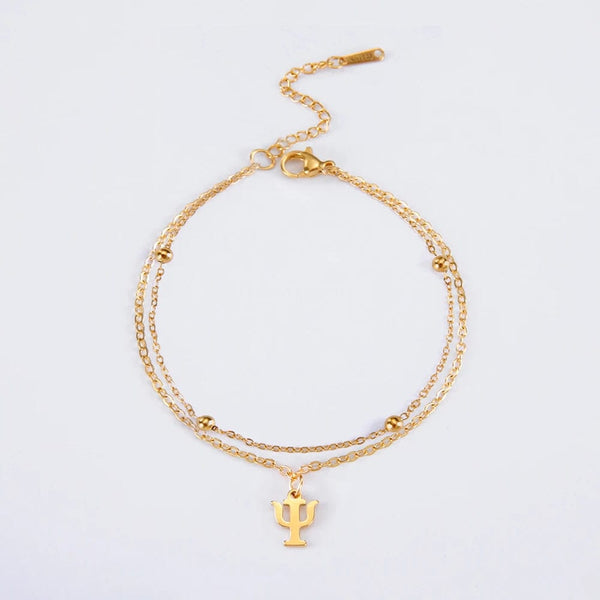 Planet Gates A steel color Dawapara Greek Letter Alphabet Charm Bracelet Psychology PSI Symbol Math Symbol Stainless Steel Jewelry