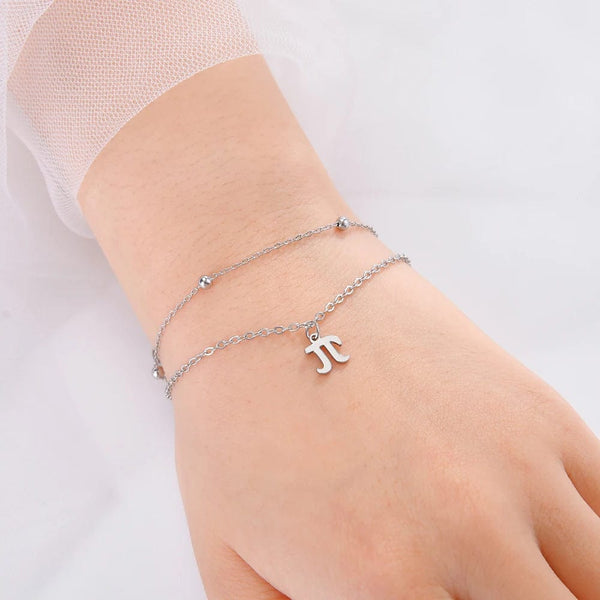 Planet Gates A steel color Dawapara Greek Letter Alphabet Charm Bracelet Psychology PSI Symbol Math Symbol Stainless Steel Jewelry