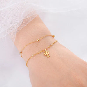 Planet Gates A steel color Dawapara Greek Letter Alphabet Charm Bracelet Psychology PSI Symbol Math Symbol Stainless Steel Jewelry
