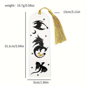 Planet Gates A Transparent Acrylic Dragon Tassels Bookmark Anime Black Dragon Bookmarks Gift for Book Lovers for Teacher Friend Kid Marker Read