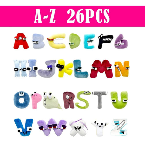 Planet Gates A--Z 26PCS 26pcs Alphabet Lore Plush English Letter Stuffed Animal Plushie Doll Toys Gift For Kids Children Educational Christmas Gifts