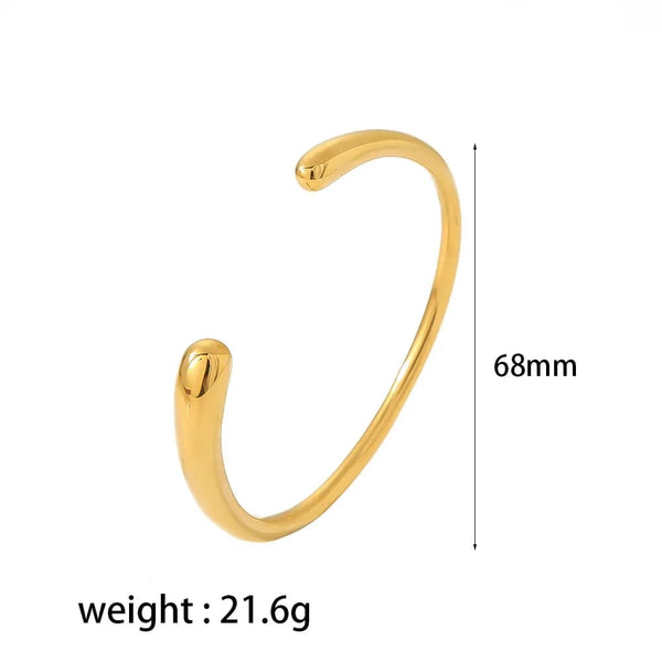 Planet Gates A ZAKOL Stainless Steel Color Open Bangle Metal Texture Glossy 18K Gold Plated Tarnish Proof Bracelet Women Jewelry Party Gift