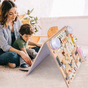 Planet Gates A05302 Busy Board DIY Material Accessories Lamps Doorbell Montessori Teaching Aids Hands-on Ability Sound Color Recognition Wooden Toys