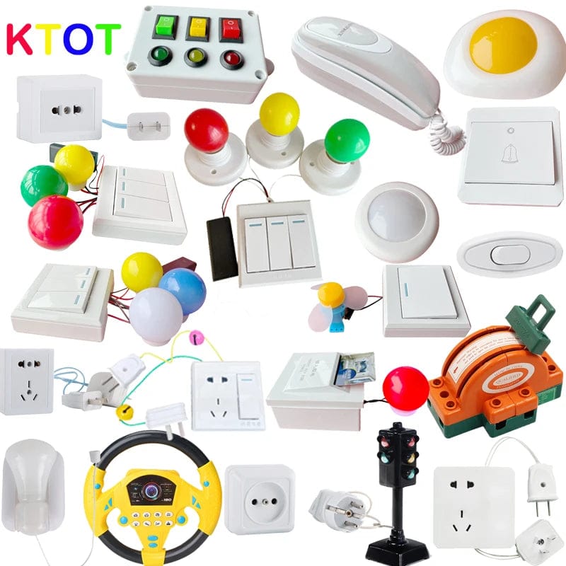 Planet Gates A05302 Busy Board DIY Material Accessories Lamps Doorbell Montessori Teaching Aids Hands-on Ability Sound Color Recognition Wooden Toys